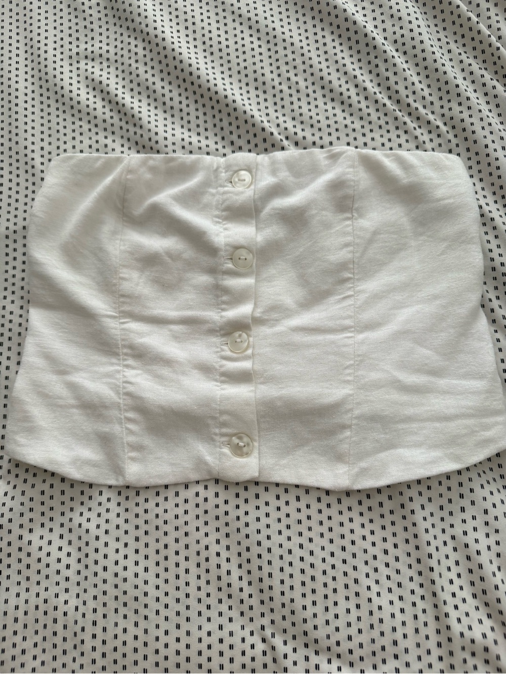 Abercrombie & Fitch White Smocked Waist Button-Front Top
